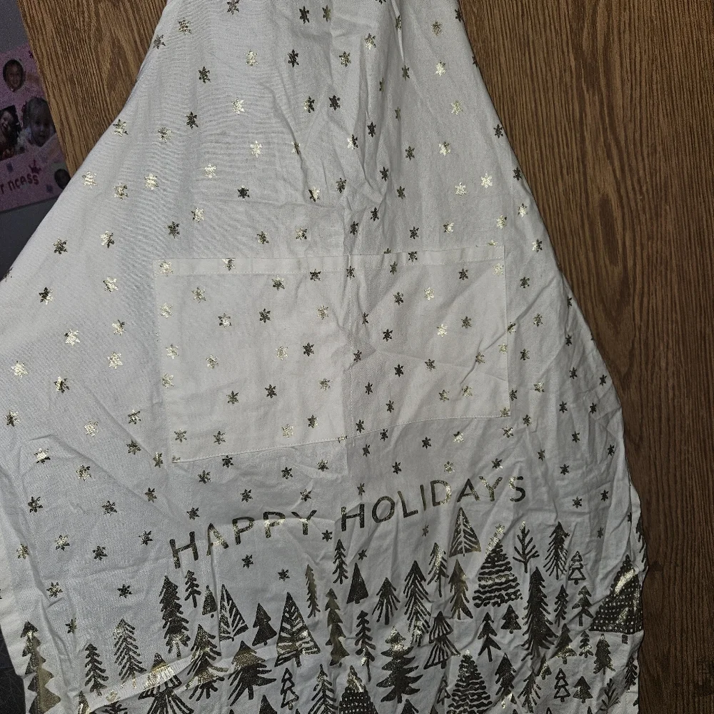 Gold and White Holiday Apron
